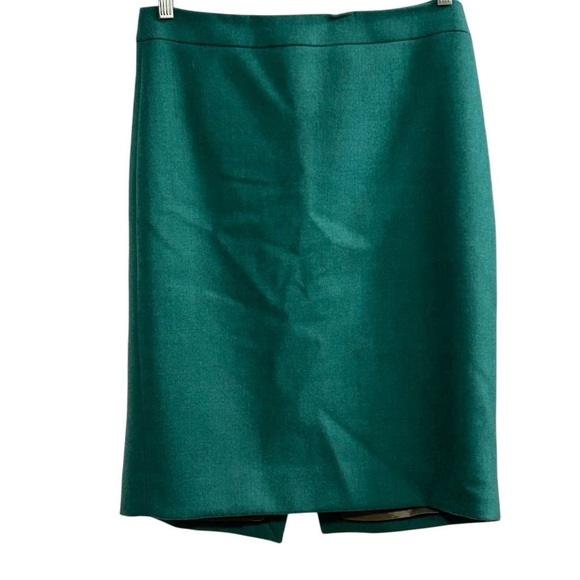J.Crew Women's Green Wool Pencil Skirt Knee Length Workwear No 2 Pencil size 8 - Picture 1 of 9